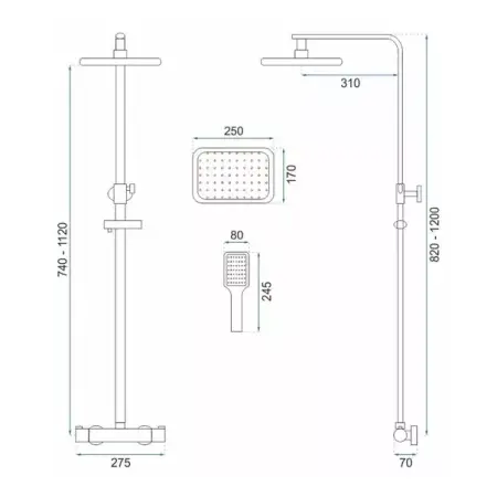 Coloana de dus cu termostat Rea Tom palarie 1 functie crom lucios [5]