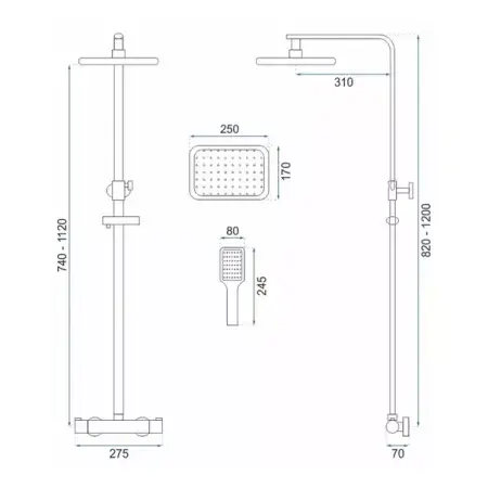 Coloana de dus cu termostat Rea Tom palarie 1 functie negru mat [5]