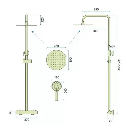 Coloana de dus cu termostat Rea Vincent palarie 1 functie negru mat [7]