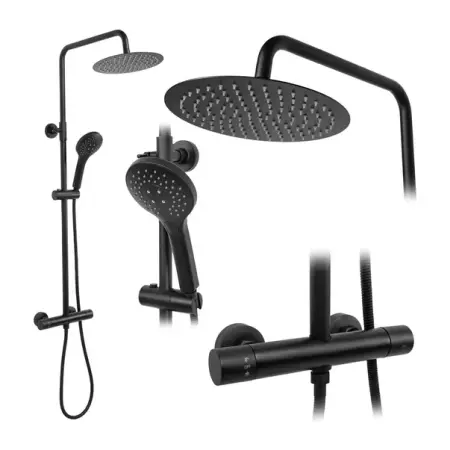 Coloana de dus cu termostat Rea Vincent palarie 1 functie negru mat [1]