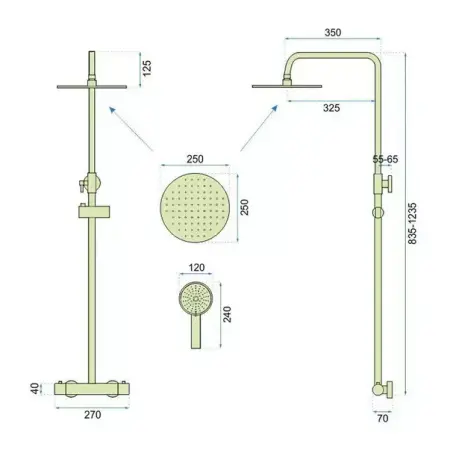 Coloana de dus cu termostat Rea Vincent palarie 1 functie nichel periat [6]