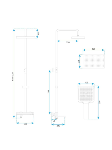 Coloana de dus dus Rea Arlo auriu periat [8]