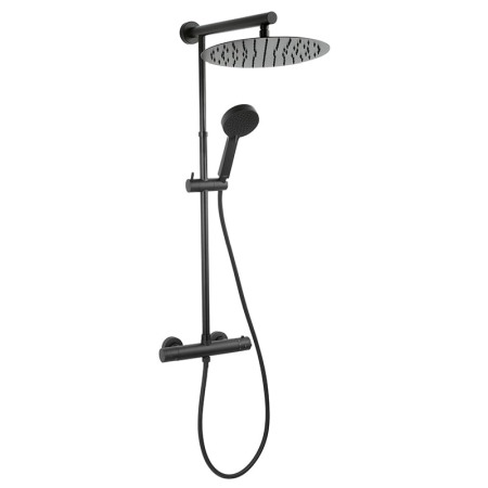Coloane de dus - Coloana de dus, Ferro, Trevi, negru, cu cap dus fix si mobil, baterie dus cu termostat