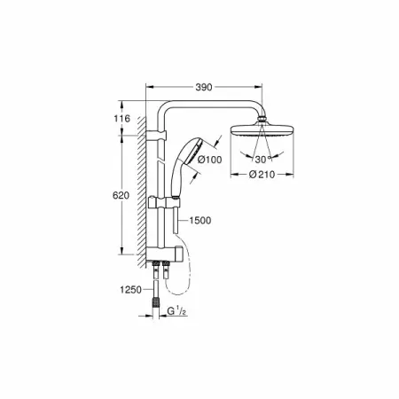 Coloana de dus Grohe New Tempesta Flex 210 fara baterie [2]