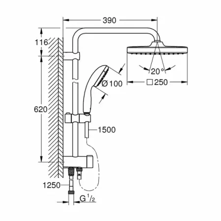 Coloana de dus Grohe Vitalio Start fara baterie Start Cube 250 [2]