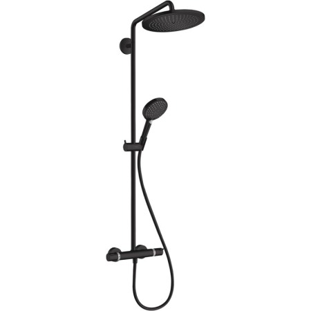 Coloane de dus - Coloana de dus negru mat, cu baterie termostatata, Hansgrohe, Croma Select S, cu bara si suport dus