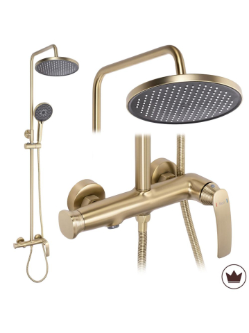 Sisteme de dus - Set dus premium Rea Como M2 auriu periat baterie monocomanda coloana reglabila Anti-Calc