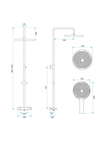 Set dus aparent Rea Grace auriu periat monocomanda reglare inaltime 855-1235 mm [10]