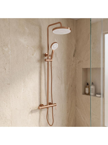 Set dus aparent Rea Grace cupru periat baterie monocomanda bara reglabila 855-1235 mm [6]