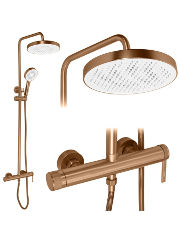 Set dus aparent Rea Grace cupru periat baterie monocomanda bara reglabila 855-1235 mm [8]