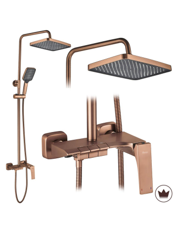 Sisteme de dus - Set dus aparent Rea Joe cupru periat baterie monocomanda pipa fixa anti-calc