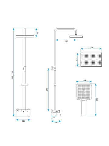 Set dus aparent Rea Joe cupru periat baterie monocomanda pipa fixa anti-calc [9]