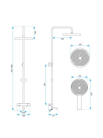 Coloana de dus Rea Lungo Stripe auriu periat [8]