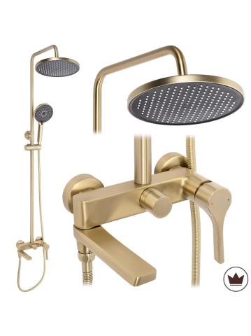 Sisteme de dus - Set dus premium Rea Maxim auriu periat baterie monocomanda montaj suprafata