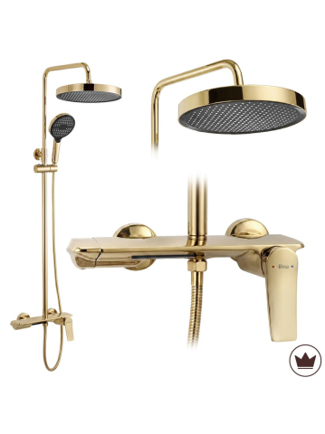 Coloane de dus - Set dus Rea Vision auriu monocomanda suprafata para ploaie pipa cascada pivotanta