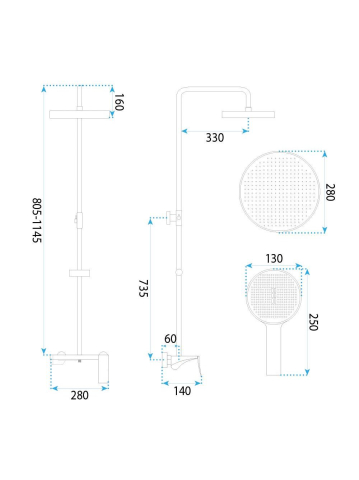 Set dus Rea Vision auriu monocomanda suprafata para ploaie pipa cascada pivotanta [10]