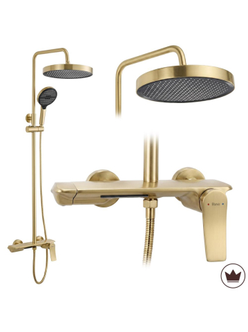 Coloane de dus - Set dus Rea Vision auriu periat baterie monocomanda coloana reglabila pipa pivotanta