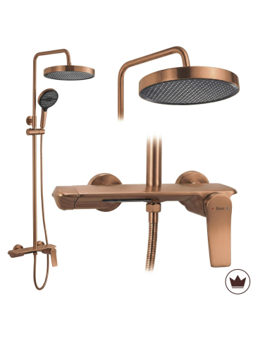 Coloane de dus - Set dus Rea Vision cupru periat baterie monocomanda montaj suprafata 805-1145 mm
