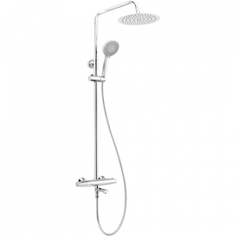 Coloana dus cu baterie si termostat Deante Jasmin, cu pipa cada, cap dus Ø25 cm [1]