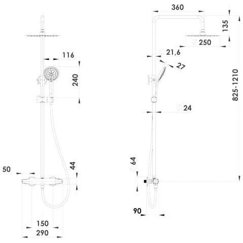 Coloana dus cu baterie si termostat Deante Jasmin Nero, negru mat [2]