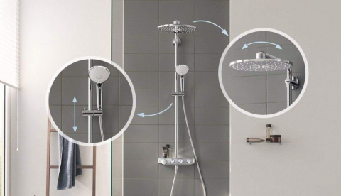 Coloana dus cu baterie si termostat Grohe Euphoria SmartControl 310 Cube Duo, alb/crom [2]