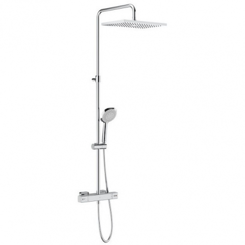 Sisteme de dus - Coloana dus cu baterie si termostat Roca Level, cap dus Ø25 cm