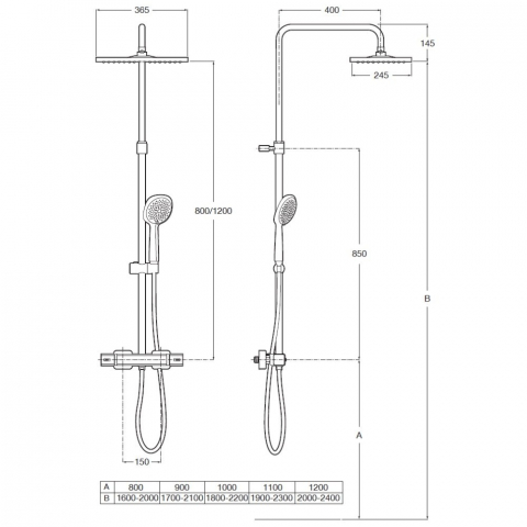 Coloana dus cu baterie si termostat Roca Level, cap dus Ø25 cm [1]