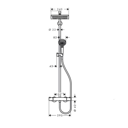 Coloana dus termostatata Hansgrohe, Crometta E 240, cu cap dus fix si mobil 1S [1]