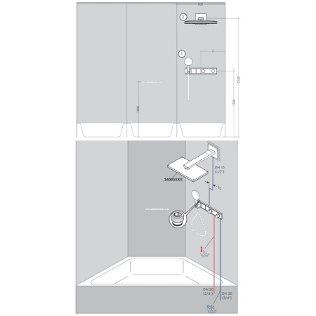 Corp incastrat pentru baterie cu 2 functii, Hansgrohe, RainSelect, pentru baterii cu 2 functii [4]