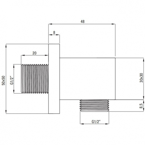 Cot conector furtun patrat Deante Cascada crom [1]