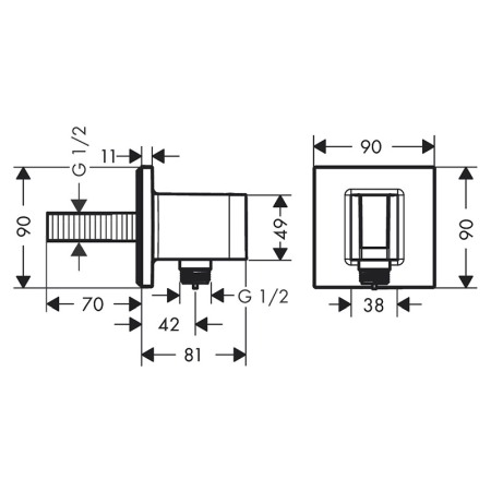 Cot racord, Hansgrohe, FixFit E, cu suport pentru para de dus, bronz periat [1]
