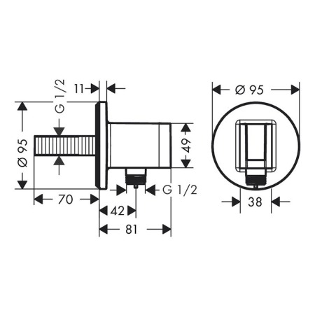 Cot racord, Hansgrohe, FixFit S, cu suport pentru para de dus, crom [1]