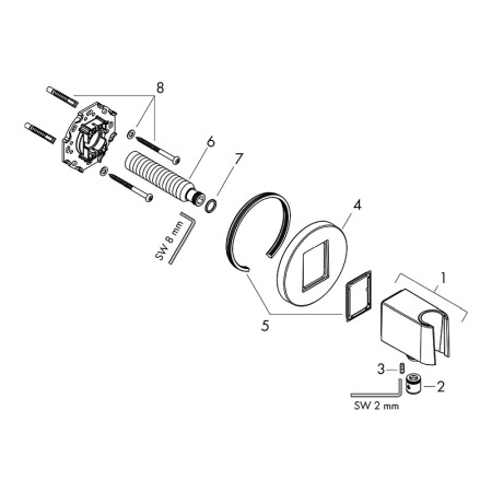 Cot racord, Hansgrohe, FixFit S, cu suport pentru para de dus, crom [2]