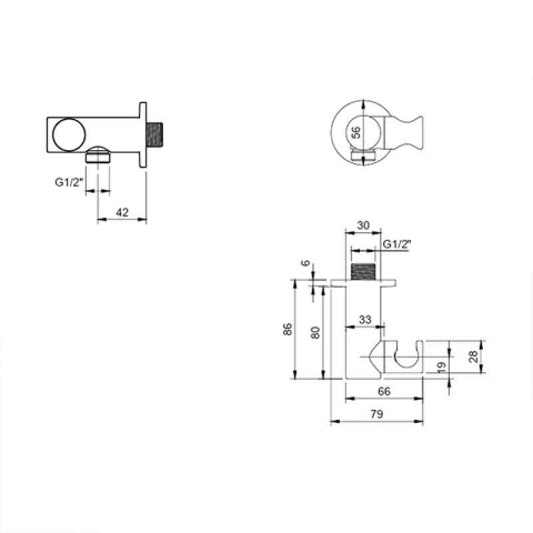 Cot racord pentru duș Villeroy&Boch, Universal Showers, cu suport pară duș, negru mat [10]