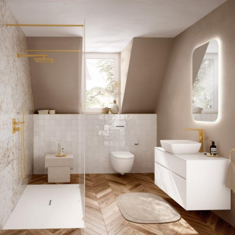 Cot racord Villeroy&Boch, Universal Showers, pătrat cu suport duș, brushed gold [2]
