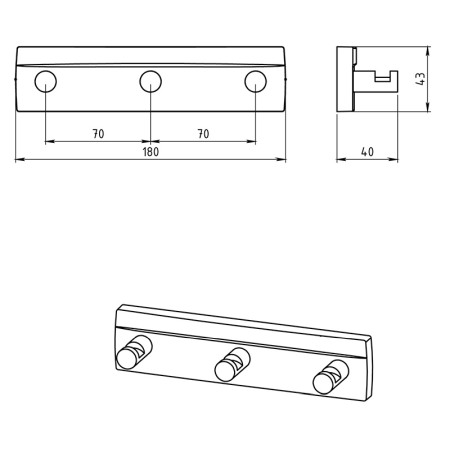 Cuier cu 3 agatatori, Ferro, Metalia 12, crom [1]