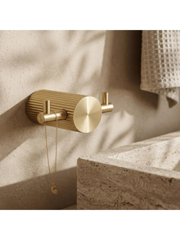 Cuiere si suporturi prosoape - Cuier de baie Rea Solo 64104A auriu periat metal 72x30x52 mm
