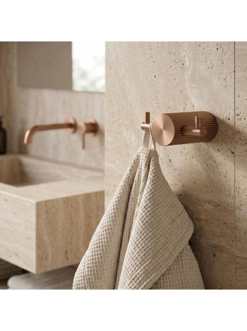 Cuier de baie Rea Solo 64104A cupru periat metal 72x30x52 mm montaj suruburi [6]