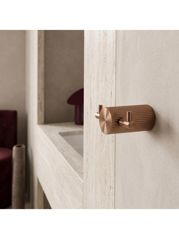 Cuier de baie Rea Solo 64104A cupru periat metal 72x30x52 mm montaj suruburi [4]