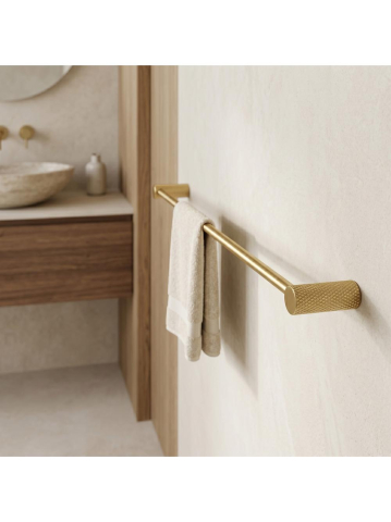 Cuier de baie Rea Otto A62301BG auriu periat 595mm metal montaj suruburi [1]