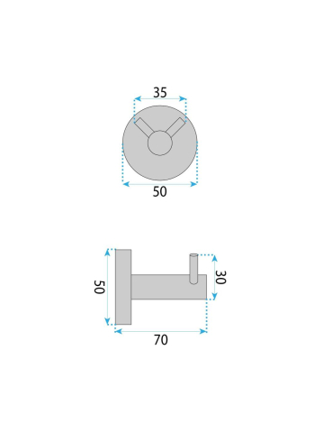 Cuier de baie Rea Leo 5605 cupru periat metal 50x50x70 mm [5]