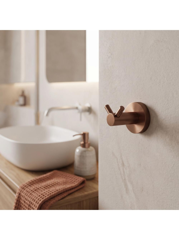 Cuier de baie Rea Leo 5605 cupru periat metal 50x50x70 mm [6]