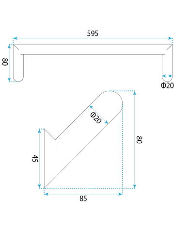 Cuier de baie Rea Will Titan 595mm metal montaj suruburi [8]