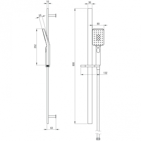 Deante Alpinia Set dus cu bara 80 cm, crom [1]