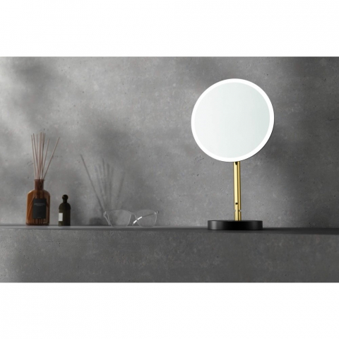 Deante Silia Oglinda cosmetica cu iluminare LED Ø22 cm, auriu [4]