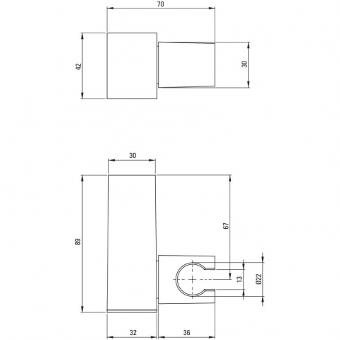 Deante Square Suport fix para de dus, crom [2]
