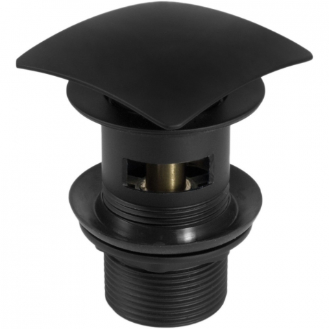 Accesorii baie - Deante Ventil click-clack patrat pentru lavoare cu preaplin, negru mat