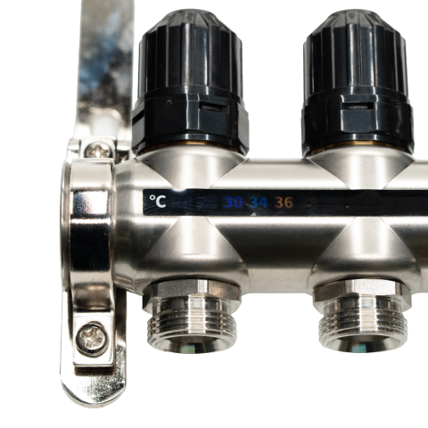 Distribuitor cu debitmetru 7 căi (1″ x 3/4″) cu aerisitor si robinet golire, Hoffman Underfloor Heating [6]