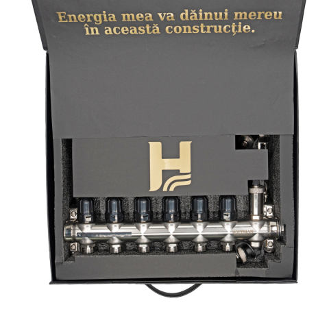 Distribuitor cu debitmetru 6 căi (1″ x 3/4″) cu aerisitor si robinet golire, Hoffman Underfloor Heating [2]
