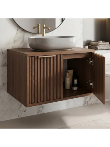 Dulap baie pentru lavoar Rea Core 60cm maro [4]